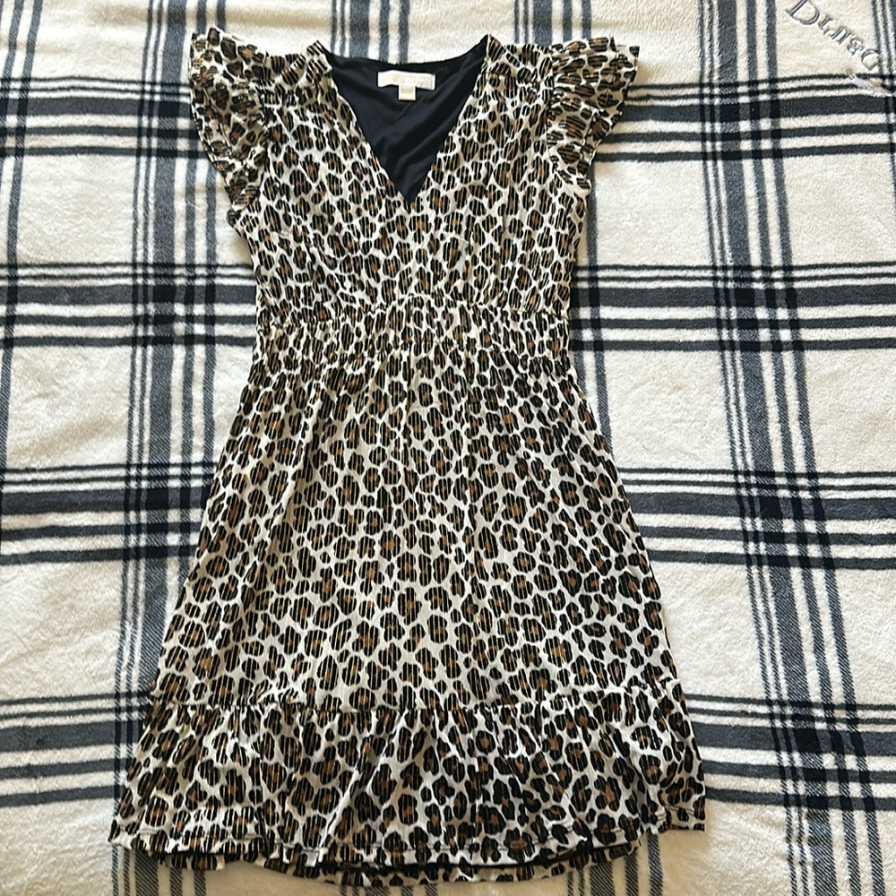 Michael Kors cheetah animal print brown black gold metallic accents size xs